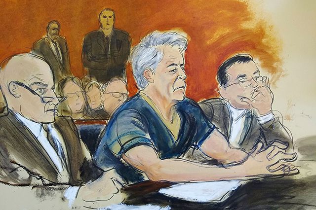 Courtroom sketch of Jeffrey Epstein